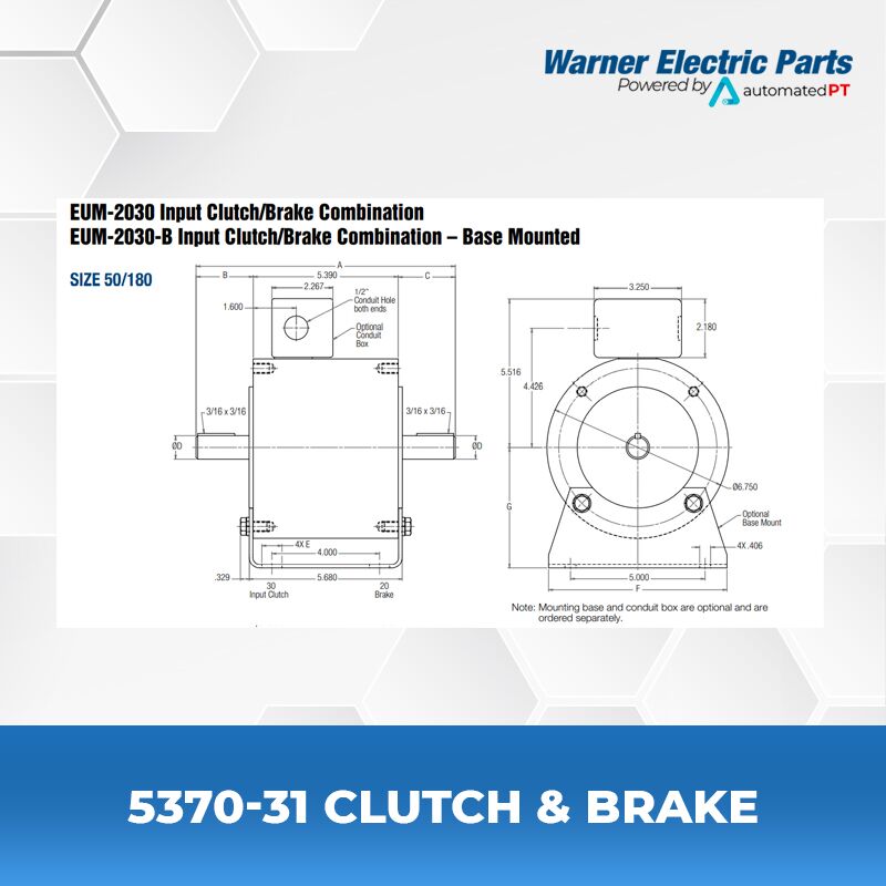 Warner Electric 5370-31 Clutch & Brake Kit 3 5370-31-Clutch&Brake-Warnerelectricparts-EUM-Series-EUM-Enclosed-Module-Diagram
