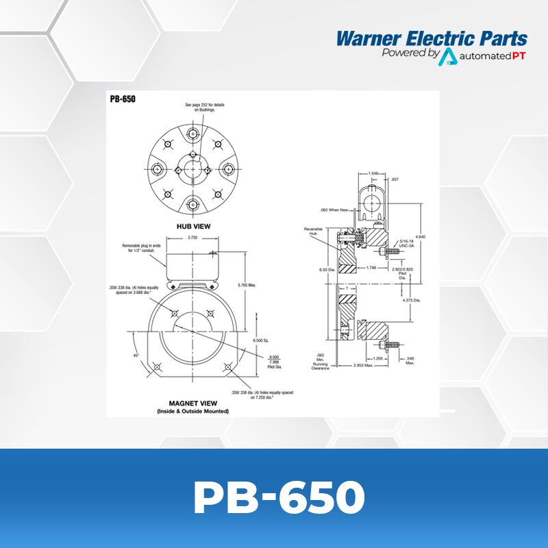 Warner Electric PB-650 4 PB-650-Warnerelectricparts-Customdesign-PBSeries-Diagram