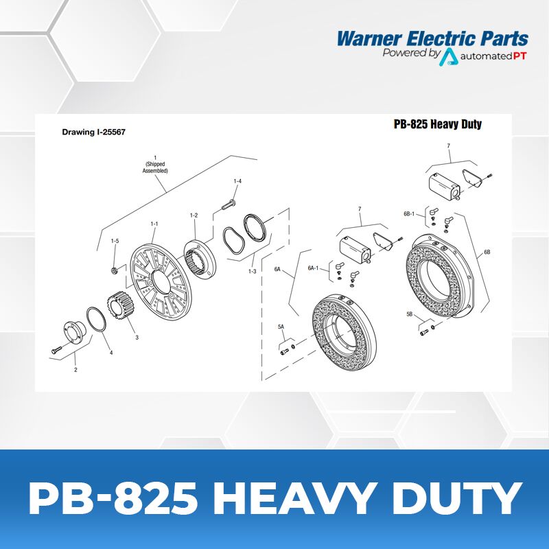 Warner Electric PB-825 Heavy Duty 3 PB-825-Heavy-Duty-Warnerelectricparts-Customdesign-PBSeries-Drawing