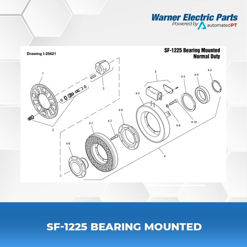 Warner Electric SF-1225 Bearing Mounted 3 SF-1225-Bearing-Mounted-Warnerelectricparts-Customdesign-SFSeries-Drawing