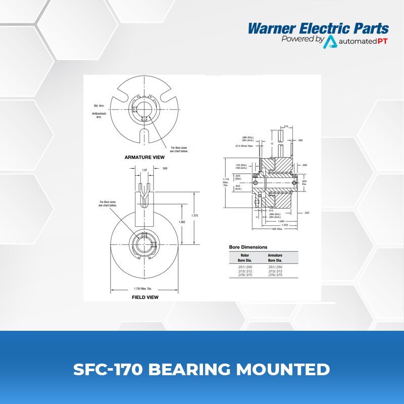 Warner Electric SFC-170 Bearing Mounted 4 SFC-170-Bearing-Mounted-Warnerelectricparts-Customdesign-SFCSeries-Diagram