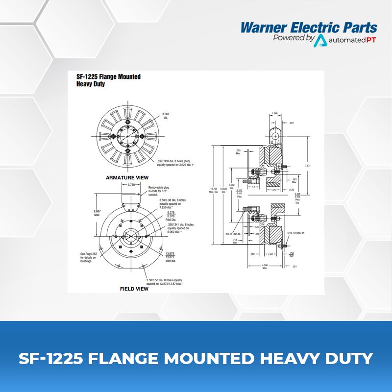 Warner Electric SF-1225 Flange Mounted Heavy Duty 4 SF-1225-Flange-Mounted-Heavy-Duty-Warnerelectricparts-Customdesign-SFSeries-Diagram