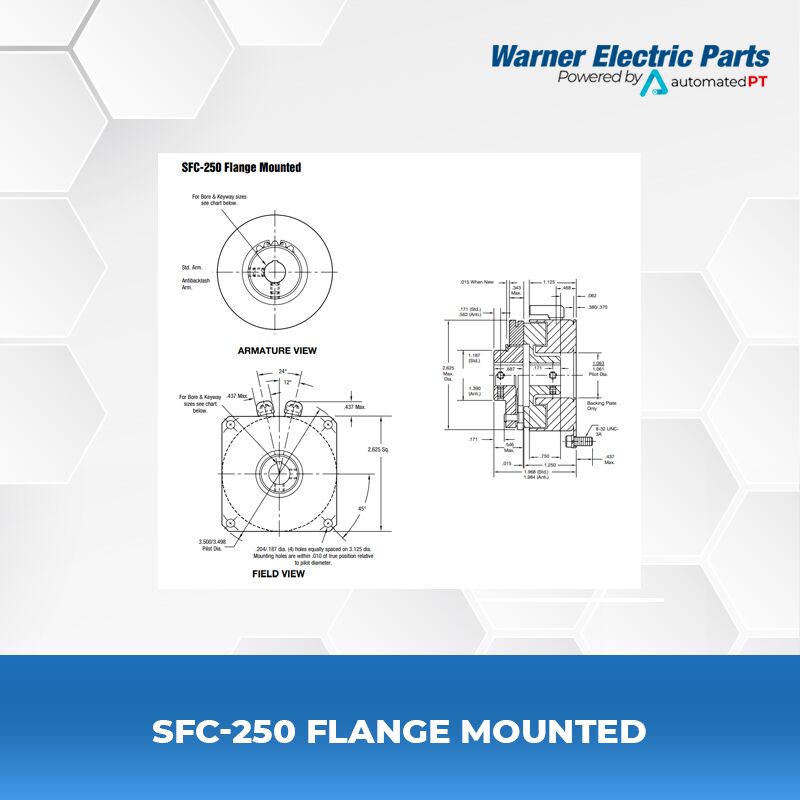 Warner Electric SFC-250 Flange Mounted 4 SFC-250-Flange-Mounted-Warnerelectricparts-Customdesign-SFCSeries-Diagram