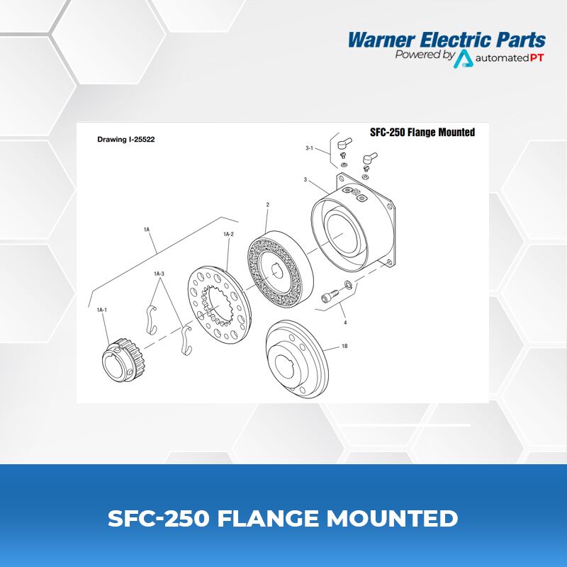 Warner Electric SFC-250 Flange Mounted 3 SFC-250-Flange-Mounted-Warnerelectricparts-Customdesign-SFCSeries-Drawing