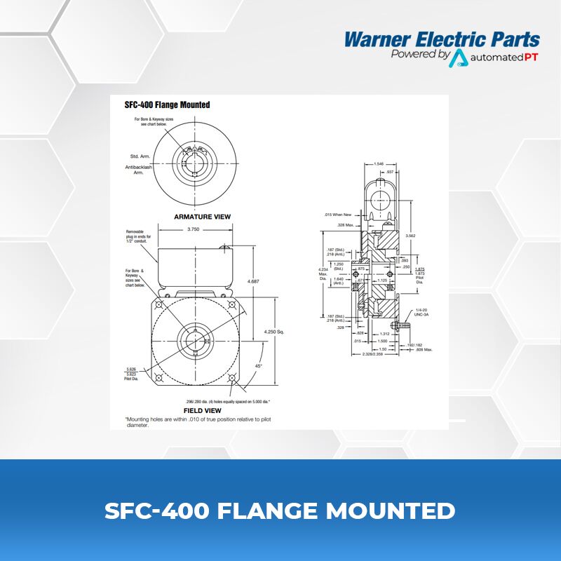 Warner Electric SFC-400 Flange Mounted 4 SFC-400-Flange-Mounted-Warnerelectricparts-Customdesign-SFCSeries-Diagram