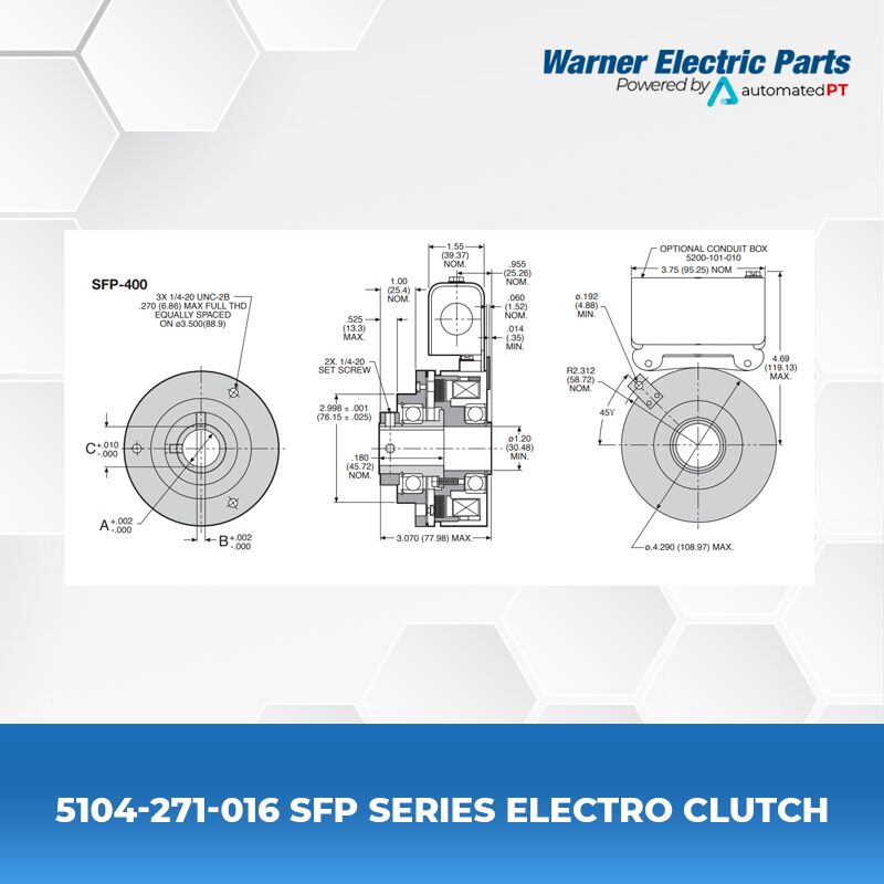 Warner Electric 5104-271-016 SFP Series Electro Clutch 3 5104-271-016-SFP-Series-Electro-Clutch-Clutch&Brake-Warnerelectricparts-Shaft-Mounted-Diagram