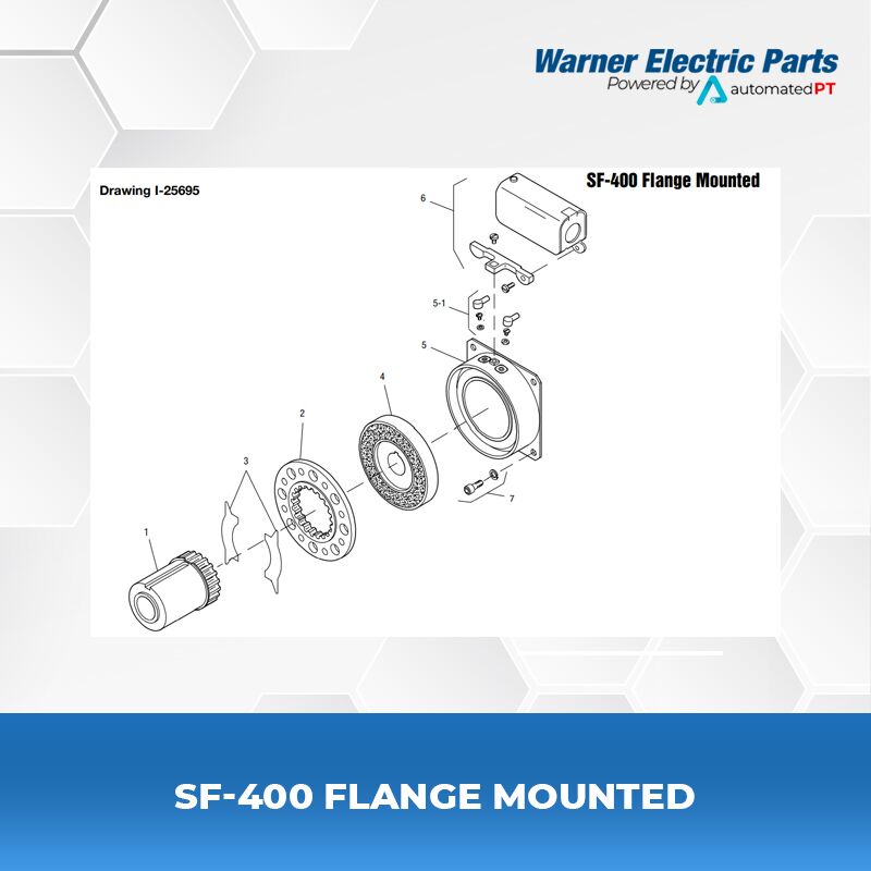 Warner Electric SF-400 Flange Mounted 3 SF-400-Flange-Mounted-Warnerelectricparts-Customdesign-SFSeries-Drawing