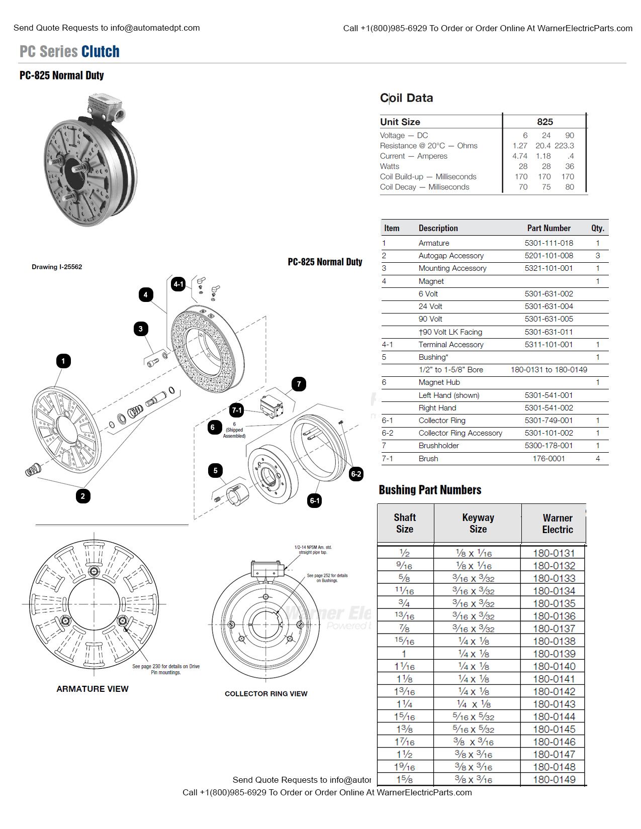 Warner Electric PC-825 Clutch | Warner Electric Parts