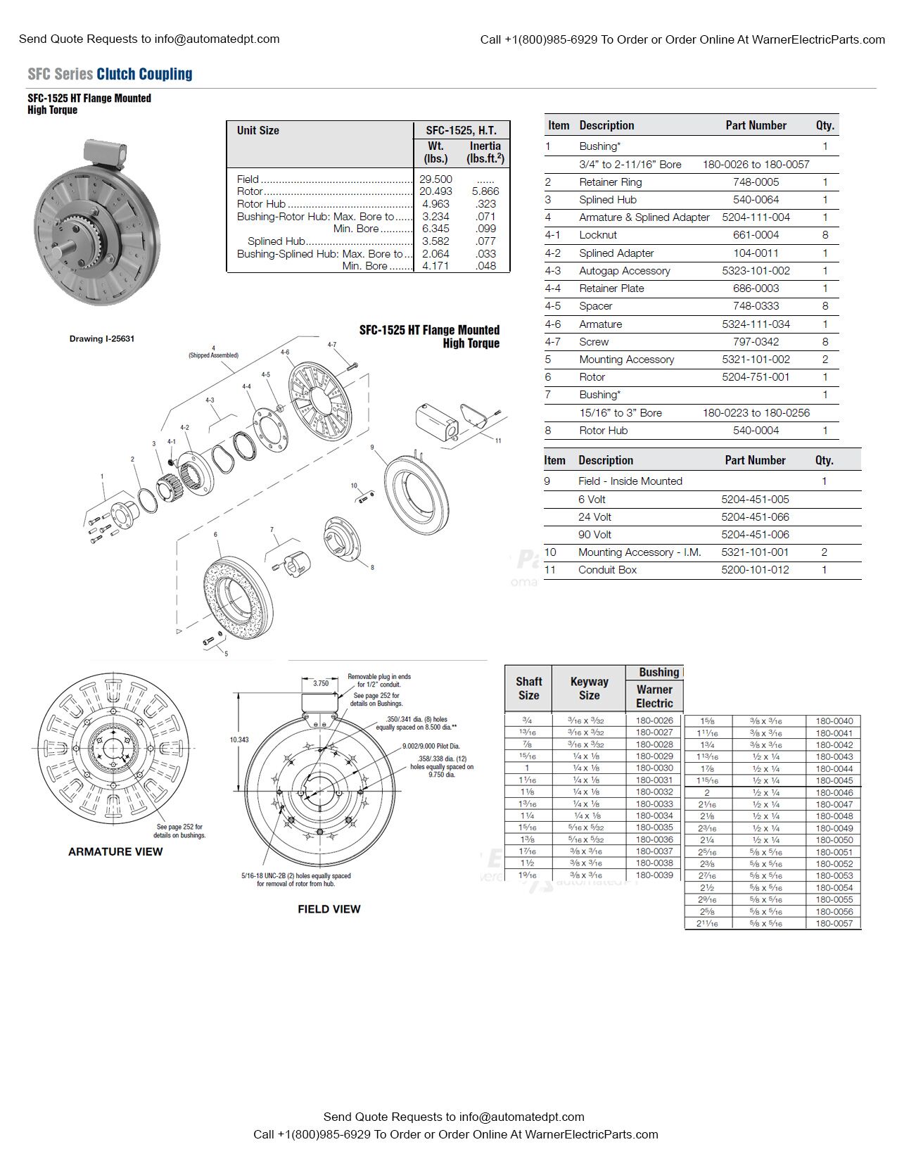 Warner Electric SFC 1525 HT Flange Mounted | Warner Electric